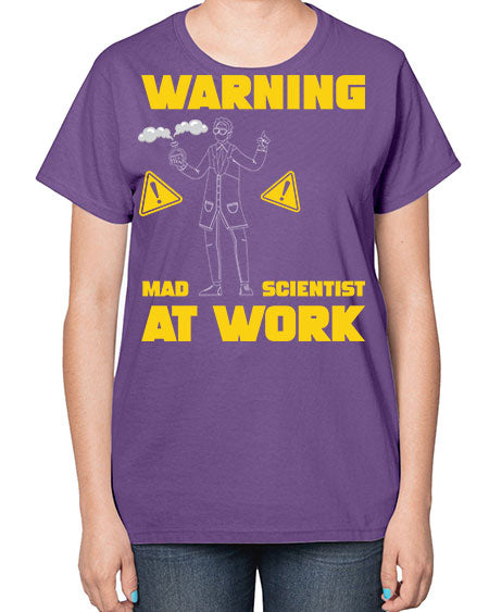 WarningMadScientistAtWorkScientistSkinite Scientist Skinite 13# - general science-  Ladies T-Shirt