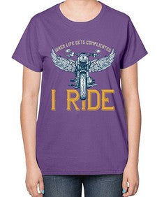 When life gets complicated 76# - motorcycle-  Ladies T-Shirt