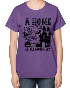 a home of a were wolf witch and their little monsters 53# - witch-  Ladies T-Shirt