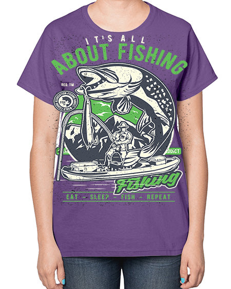 all about fishing cs 67# - shark-fish-  Ladies T-Shirt