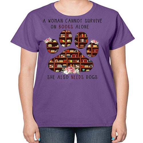 books and dogs alone 62# - dogs-  Ladies T-Shirt