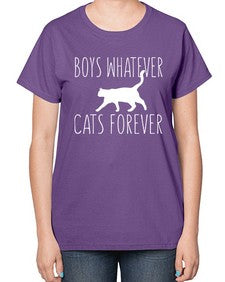 boys whatever cats forever - cats-  Ladies T-Shirt