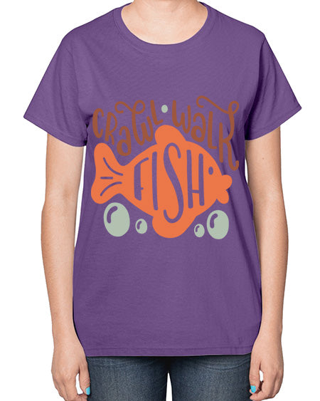 crawl walk fish 63# - shark-fish-  Ladies T-Shirt