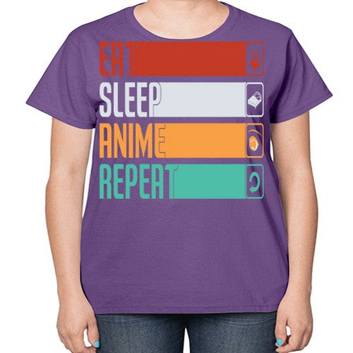 eat sleep anime repeat225# - anime-  Ladies T-Shirt