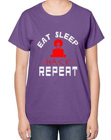 eat sleep hack repeat 48# - computer-  Ladies T-Shirt