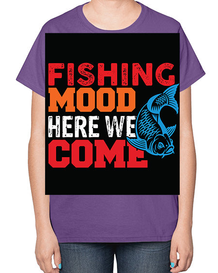 fishing mood here we come png 44# - shark-fish-  Ladies T-Shirt