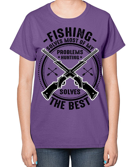 fishing solves most 74# - shark-fish-  Ladies T-Shirt