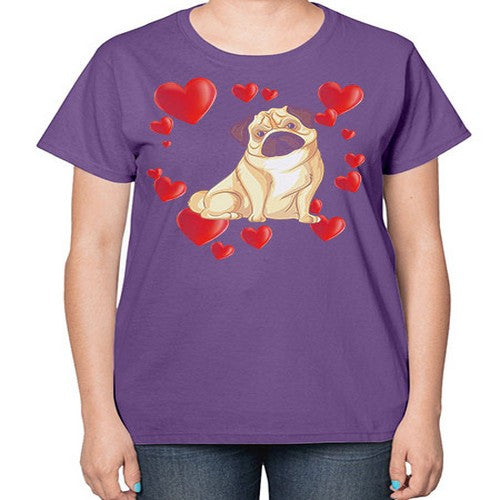 funny cute pug dog shirt 143# - dogs-  Ladies T-Shirt
