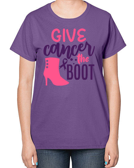 give cancer the boot Style 1# - breast cancer-  Ladies T-Shirt