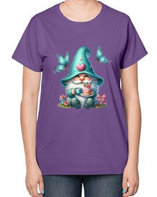 gnome with butterfly 14# - gnome-  Ladies T-Shirt