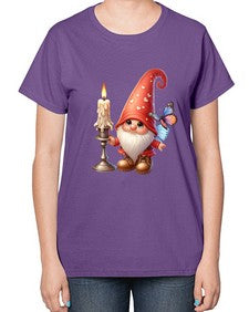 gnome with butterfly 16# - gnome-  Ladies T-Shirt
