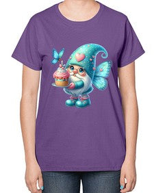gnome with butterfly 20# - gnome-  Ladies T-Shirt