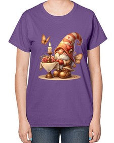 gnome with butterfly 21# - gnome-  Ladies T-Shirt