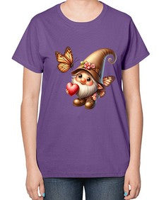 gnome with butterfly 22# - gnome-  Ladies T-Shirt