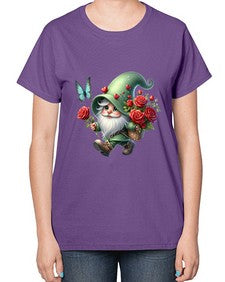 gnome with butterfly 24# - gnome-  Ladies T-Shirt