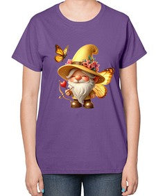 gnome with butterfly 27# - gnome-  Ladies T-Shirt