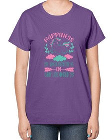 happiness is believing in unicorns 162# - unicorn-  Ladies T-Shirt