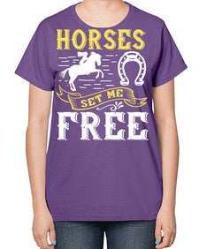 horses set me free Style 39# - horse-  Ladies T-Shirt