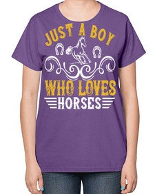 just a boy who loves horses Style 32# - horse-  Ladies T-Shirt