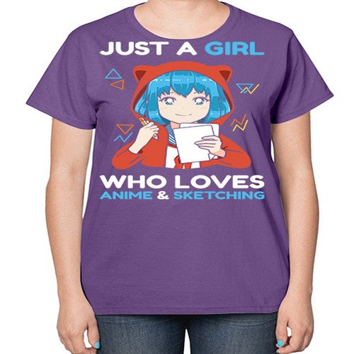 just a girl who loves anime and sketching259# - anime-  Ladies T-Shirt