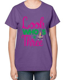 look whos three 266# - unicorn-  Ladies T-Shirt