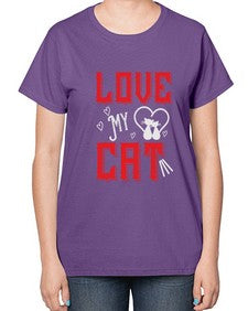 love my cat Style 67# - cats-  Ladies T-Shirt
