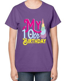my 10th birthday 251# - unicorn-  Ladies T-Shirt