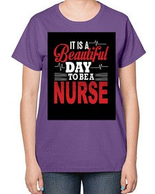 nurse with backround 1225# - nurse-  Ladies T-Shirt