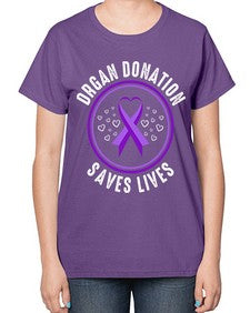 organ donation saves lives 203# - alzheimers-  Ladies T-Shirt