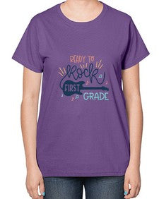 ready to rock first grade 729# - first grade-  Ladies T-Shirt