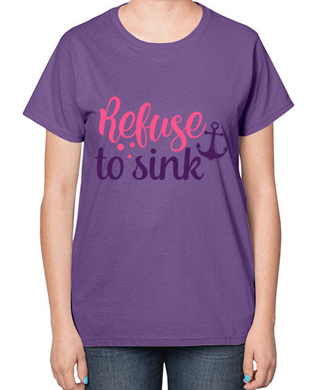 refuse to sink Style 4# - breast cancer-  Ladies T-Shirt