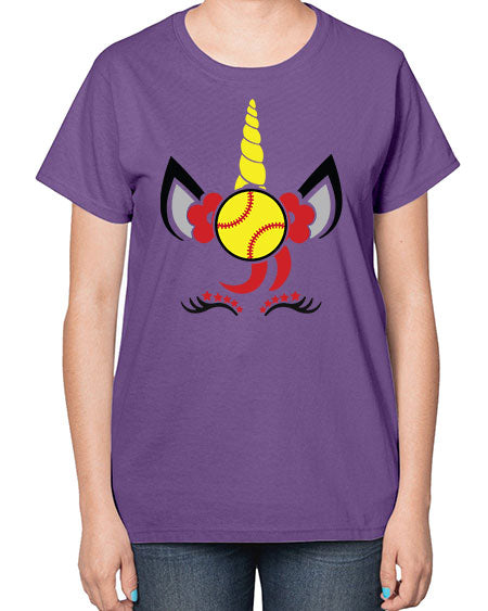 softball unicorn 401# - softball-  Ladies T-Shirt
