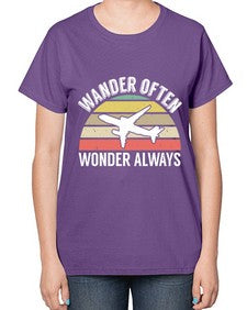 wander often wonder always  47# - airplane-  Ladies T-Shirt