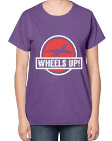 wheels up  50# - airplane-  Ladies T-Shirt