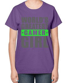 worlds greatest gamer girl 166# - video games-  Ladies T-Shirt