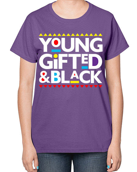 young gifted and black 2# - black words and phrases-  Ladies T-Shirt