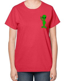 Alien in Pocket Side 3# - ufo-  Ladies T-Shirt