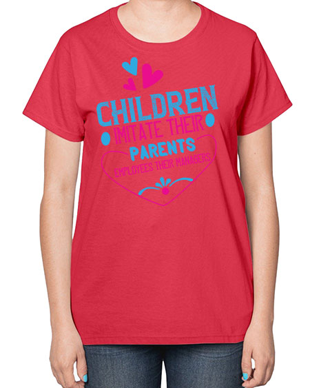 Children imitate their parents employees their managers Style 59# - kids-  Ladies T-Shirt