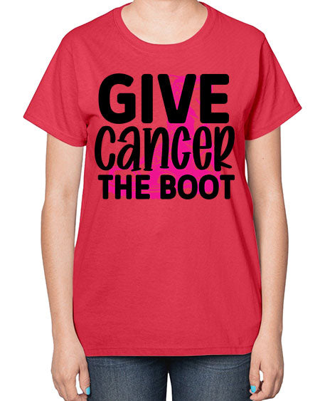 Give Cancer the Boot 25# - breast cancer-  Ladies T-Shirt