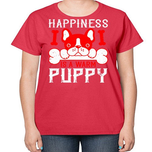 Happiness is a warm puppy Style 203# - dogs-  Ladies T-Shirt
