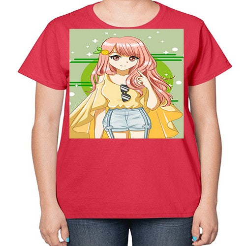Happy and cute yellow blouse in summer holiday 43# - anime-  Ladies T-Shirt