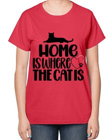 Home Is Where The Cat is Style 93# - cats-  Ladies T-Shirt