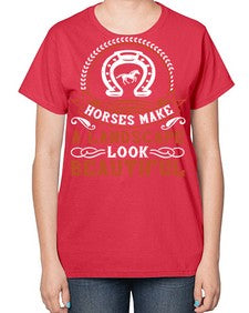 Horses make a landscape look beautiful Style 42# - horse-  Ladies T-Shirt