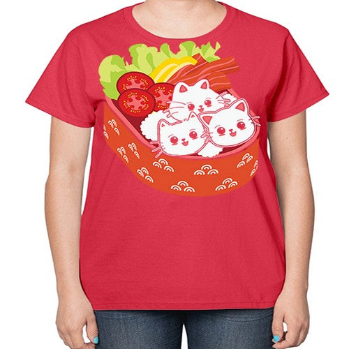 Kawaii Cat Boxed Lunch Anime Anime 266# - anime-  Ladies T-Shirt