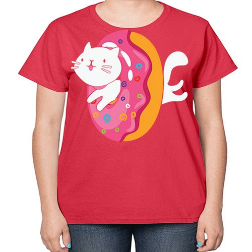 Kawaii Cat Donut Anime Lover Anime 267# - anime-  Ladies T-Shirt