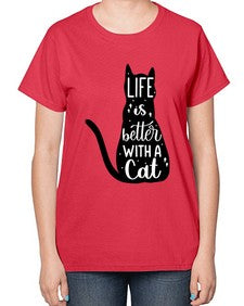 Life Is Better With A Cat Style 98# - cats-  Ladies T-Shirt