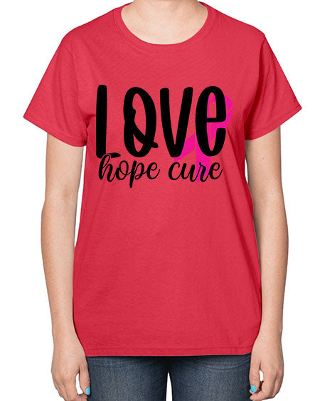Love Hope Cure 13# - breast cancer-  Ladies T-Shirt