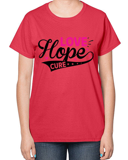 Love Hope Cure 14# - breast cancer-  Ladies T-Shirt