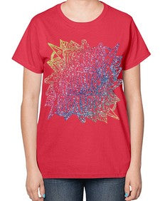 Mandala Teach Love Inspire Rainbow Glitter 762# - mandala-  Ladies T-Shirt