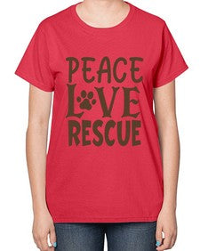 Peace Love Rescue Style 23# - cats-  Ladies T-Shirt
